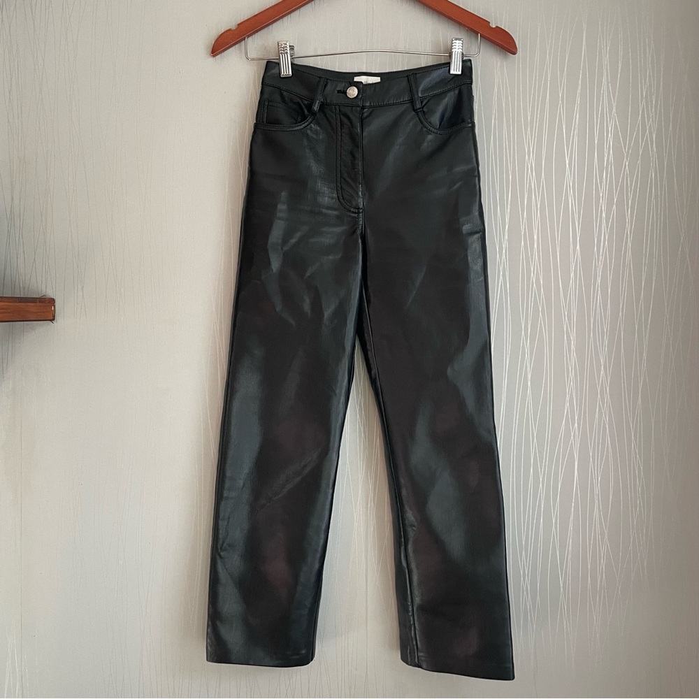 Artitzia Wilfred Vegan Leather Cropped Black Pants